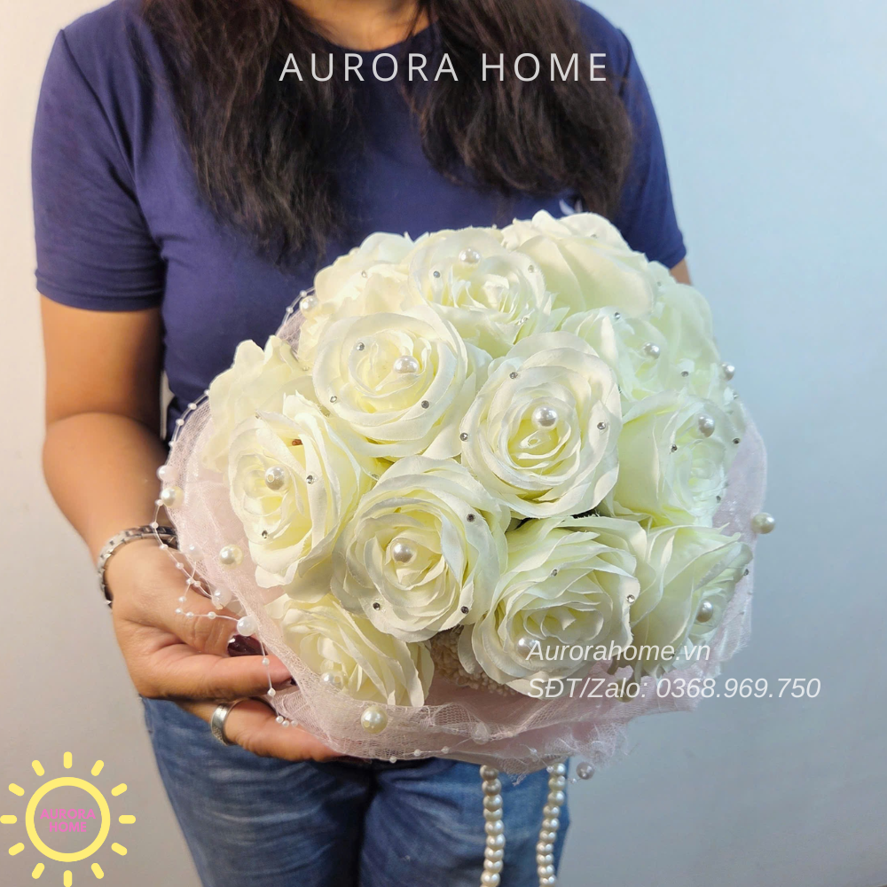 Bó hoa cưới lụa cầm tay Diamond Petals