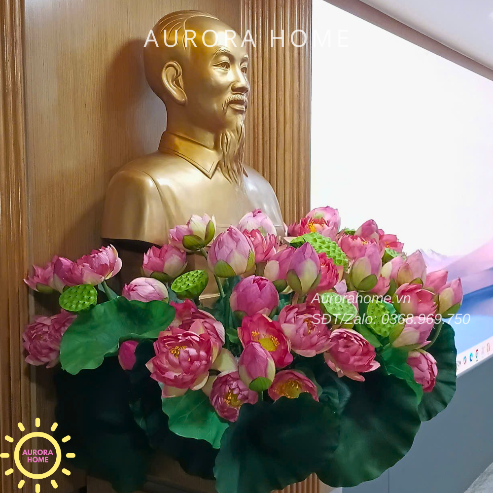Hoa giả để bục hoa sen trang trí bục Bác Hồ (Mẫu 6)