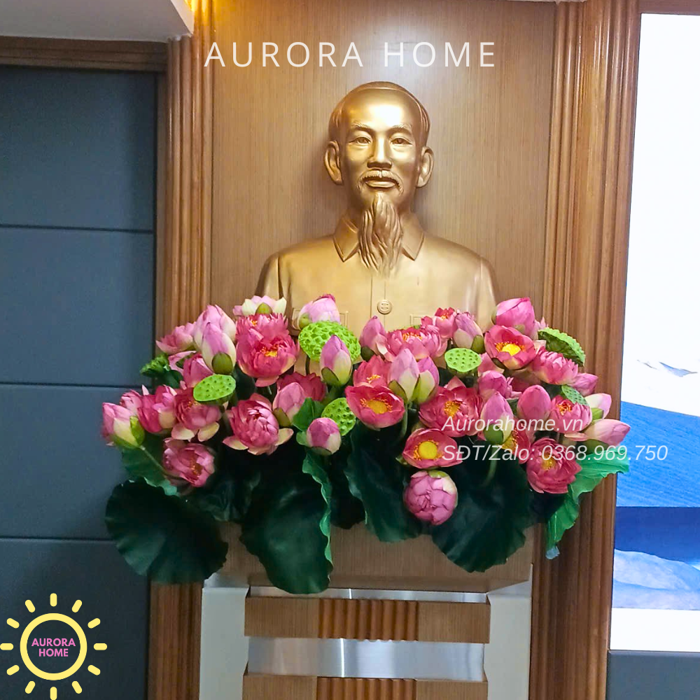 Hoa giả để bục hoa sen trang trí bục Bác Hồ (Mẫu 6)