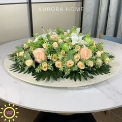 Lẳng hoa giả để bàn họp tròn (thiết kế theo yêu cầu)