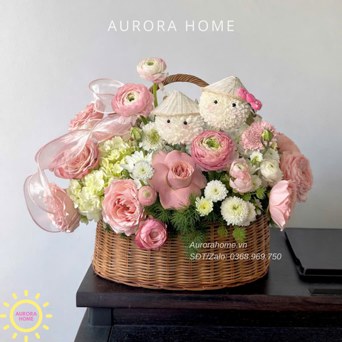 Giỏ hoa tươi Bunny Pink 1 xinh xắn quà tặng ý nghĩa