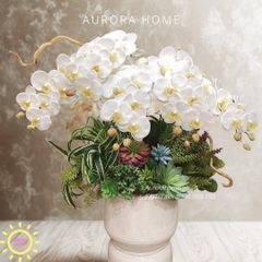 Bình hoa lan sen đá giả LILY cao cấp