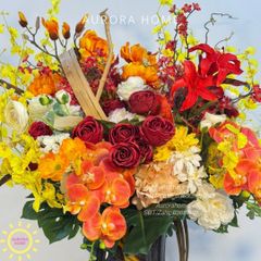 Bình hoa lụa sảnh lớn Meta Flowers