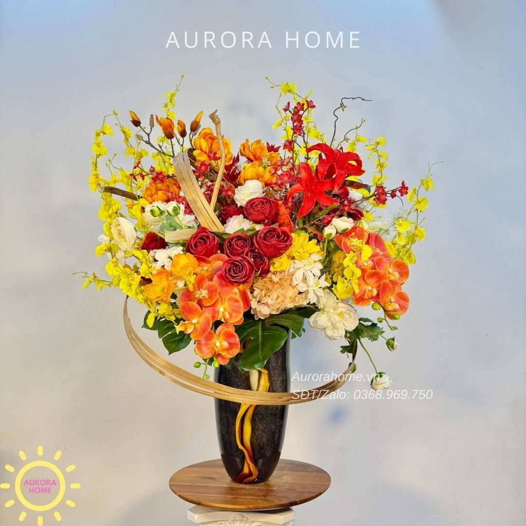 Bình hoa lụa sảnh lớn Meta Flowers