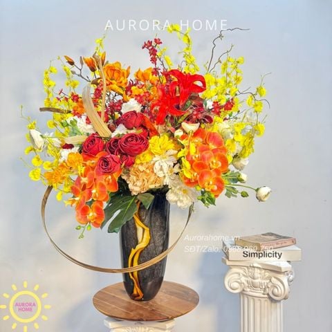 Bình hoa lụa sảnh lớn Meta Flowers