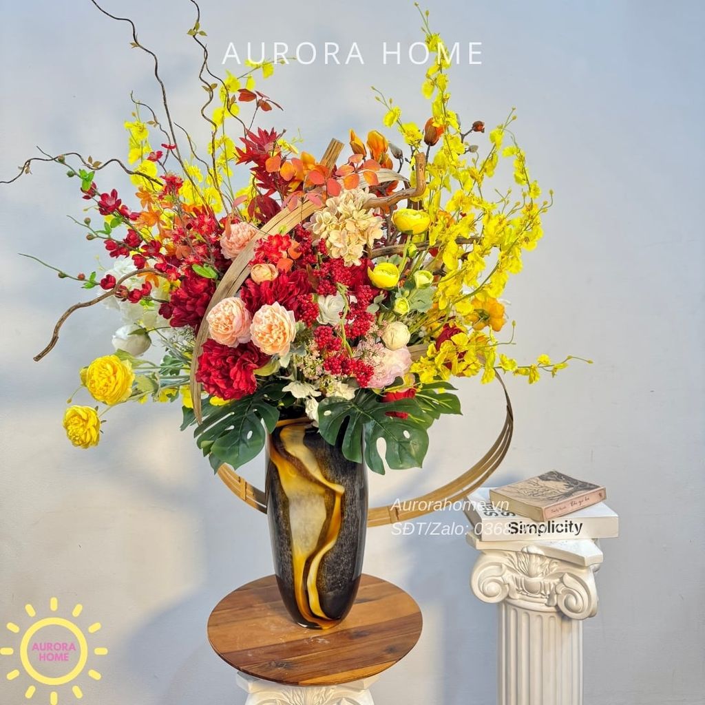 Bình hoa lụa sảnh lớn Meta Flowers