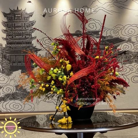 Bình hoa lụa lớn đại sảnh Luxe Flora