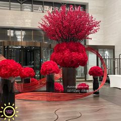 Bộ bình hoa đào đông đại sảnh trang trí Tết (Mẫu 4)