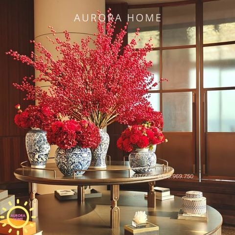 Bộ bình hoa đào đông đại sảnh trang trí Tết (Mẫu 3)