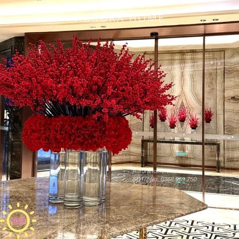 Bộ bình hoa đào đông đại sảnh trang trí Tết (Mẫu 5)