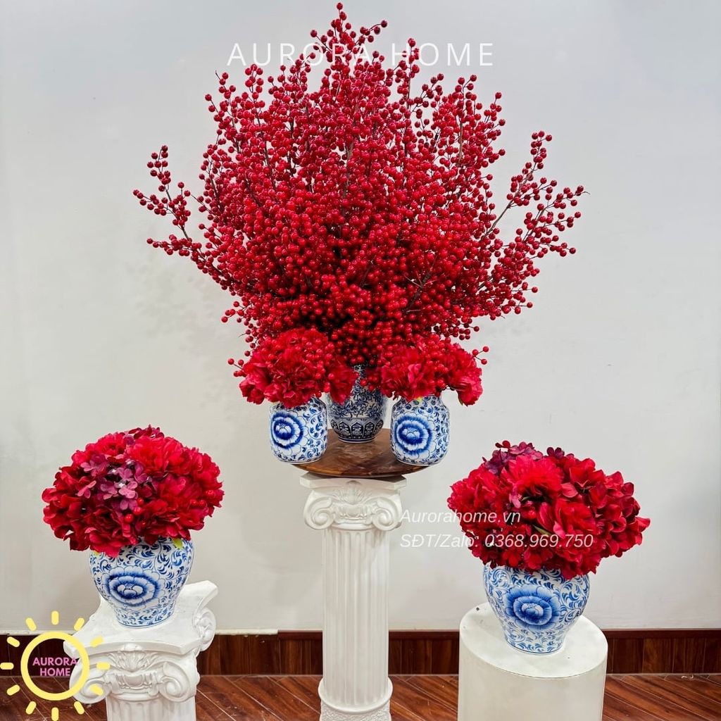 Bộ bình hoa đào đông đại sảnh trang trí Tết (Mẫu 2)