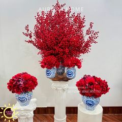 Bộ bình hoa đào đông đại sảnh trang trí Tết (Mẫu 2)