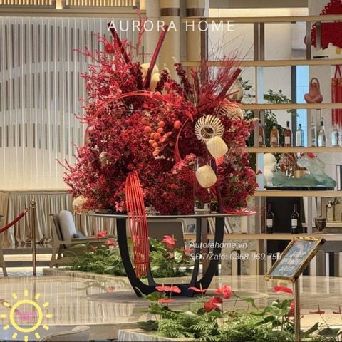 Bộ Tiểu cảnh hoa decor Đại Cát tường trang trí Tết