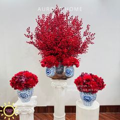 Bộ bình hoa đào đông đại sảnh trang trí Tết (Mẫu 2)