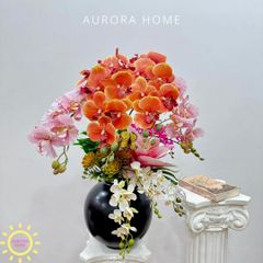 Bình hoa lan hồ điệp lụa cao cấp Mira Tina