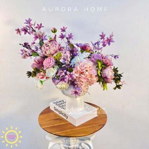 Bình hoa lụa tân cổ điển Purple Bling sắc tím