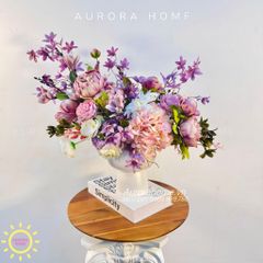Bình hoa lụa tân cổ điển Purple Bling sắc tím