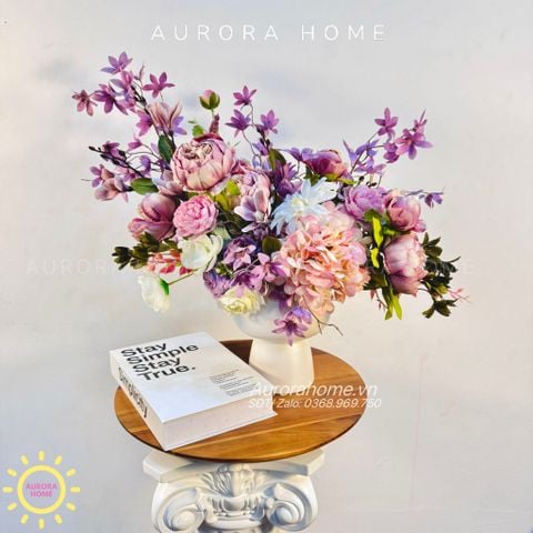 Bình hoa lụa tân cổ điển Purple Bling sắc tím