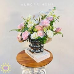 Bình hoa hồng lụa Ava Elania xinh xắn
