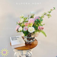 Bình hoa hồng lụa Ava Elania xinh xắn