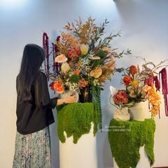 Bình hoa đại sảnh cao cấp Mekara Tikima (Set hoa và đôn)