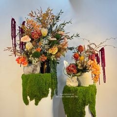 Bình hoa đại sảnh cao cấp Mekara Tikima (Set hoa và đôn)