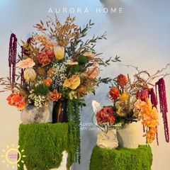 Bình hoa đại sảnh cao cấp Mekara Tikima (Set hoa và đôn)