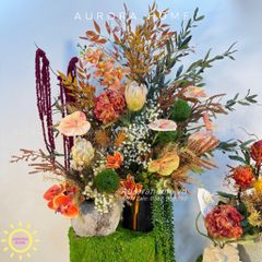 Bình hoa đại sảnh cao cấp Mekara Tikima (Set hoa và đôn)