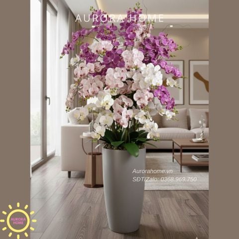 Bình hoa lan giả lớn trang trí đại sảnh Kingdom 03