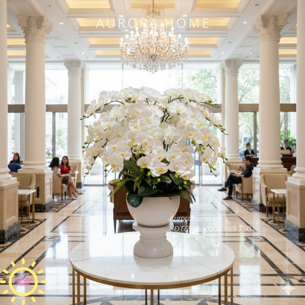 Bình hoa lan giả lớn trang trí đại sảnh Kingdom 01