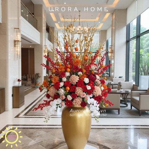 Bình hoa giả lớn trang trí đại sảnh Safuda trang trí Tết
