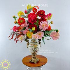 Bình hoa lụa đại sảnh Hara Hikemina sắc đỏ rực rỡ