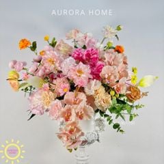 Bình hoa lụa đại sảnh Kayuki Tikimo sắc hồng xinh xắn