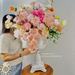 Bình hoa lụa đại sảnh Kayuki Tikimo sắc hồng xinh xắn