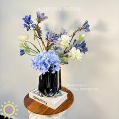 Bình hoa lụa để bàn Blue via Vlu