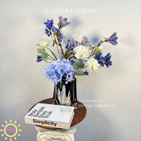 Bình hoa lụa để bàn Blue via Vlu