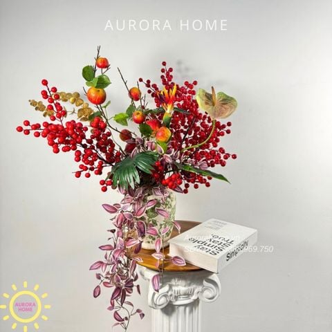 Bình hoa lụa để bàn Niko trang trí Tết