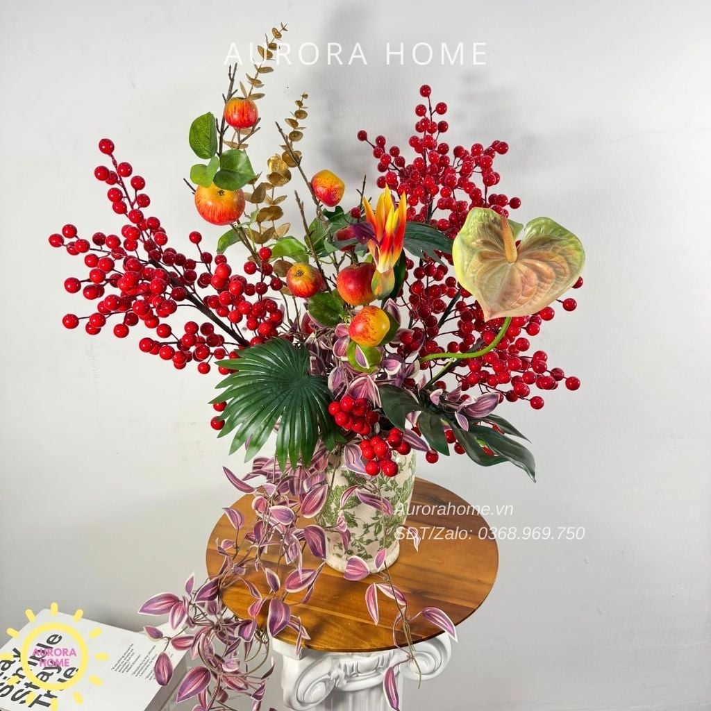 Bình hoa lụa để bàn Niko trang trí Tết