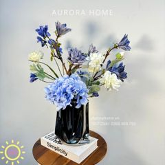 Bình hoa lụa để bàn Blue via Vlu