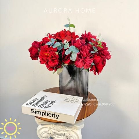 Bình hoa lụa để bàn Red Luxury Flowers