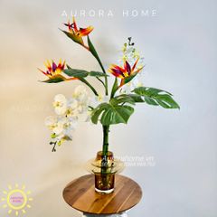 Bình hoa lan hồ điệp giả Khuê Các phối thiên điểu