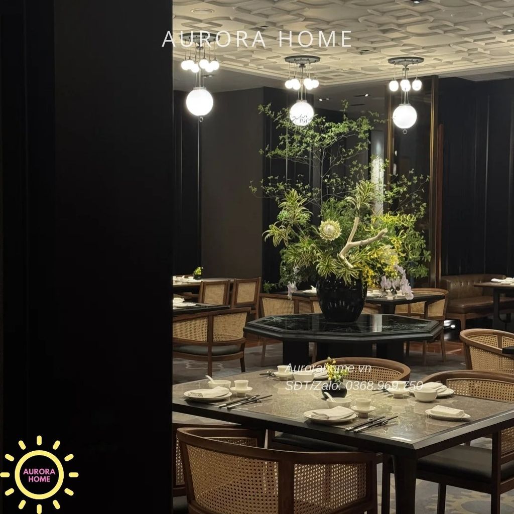 Bình hoa giả lớn trang trí đại sảnh Thiên Nhiên Xanh Mát 02