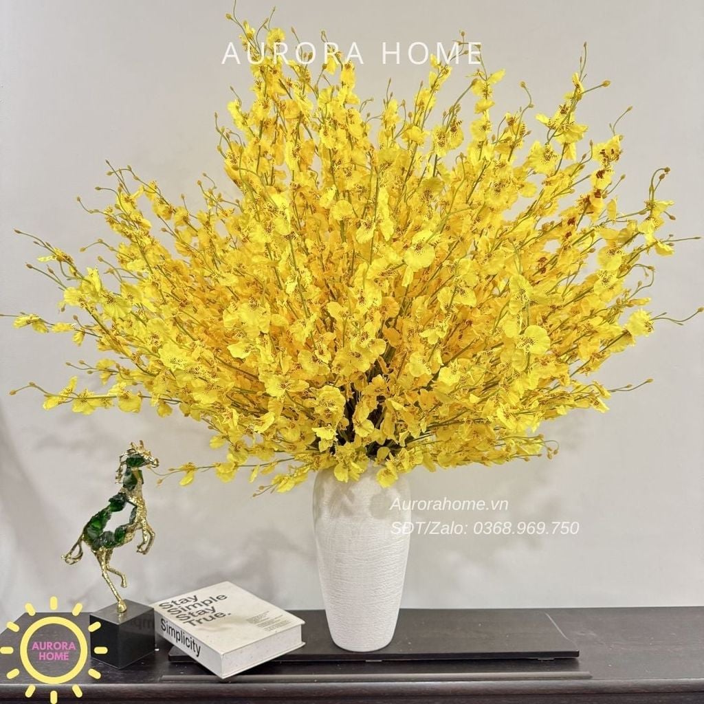 Bình hoa lan vũ nữ rực rỡ trang trí sảnh lớn sang trọng Melina Brine