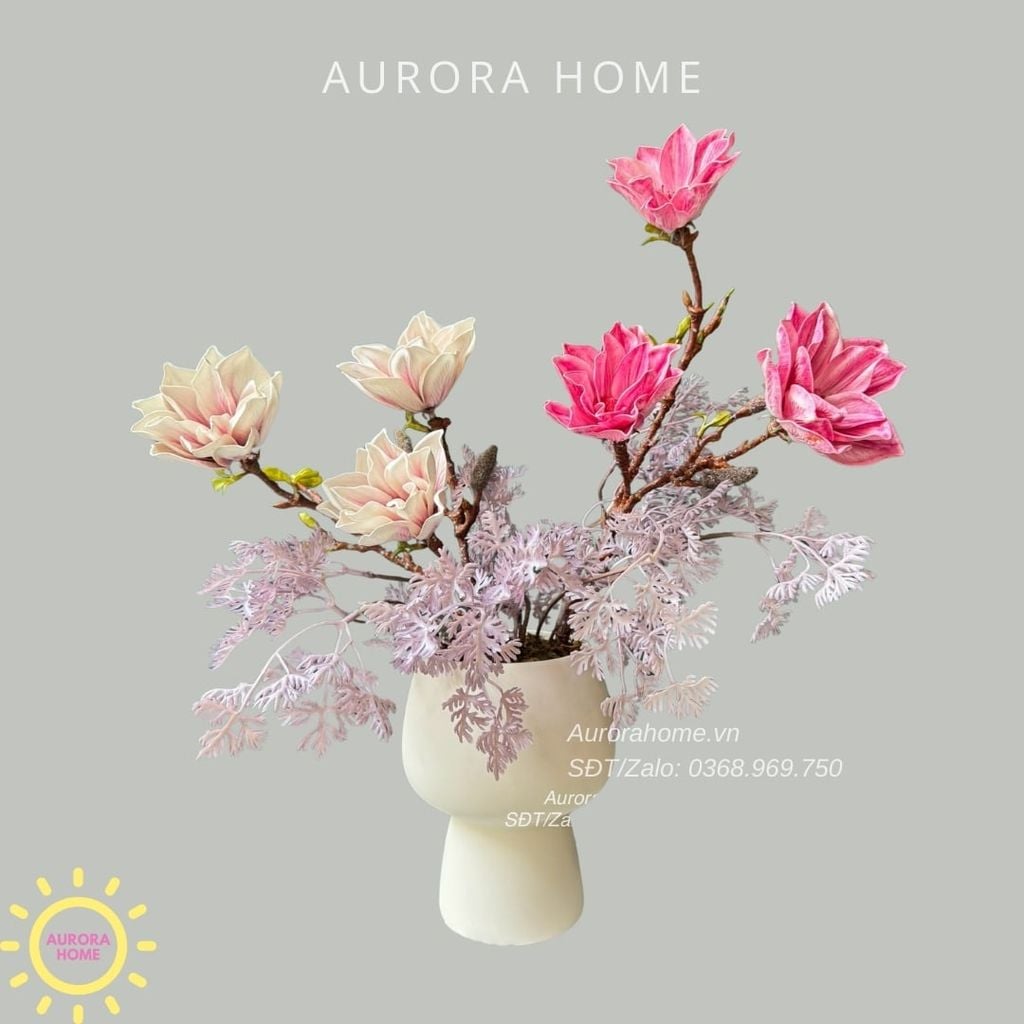 Bình hoa lụa mộc lan cao cấp Dina Minta