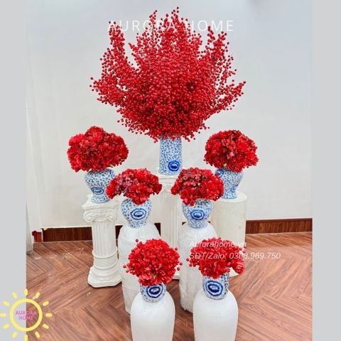 Bộ bình hoa đào đông đại sảnh trang trí Tết (Mẫu 11)