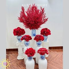 Bộ bình hoa đào đông đại sảnh trang trí Tết (Mẫu 11)