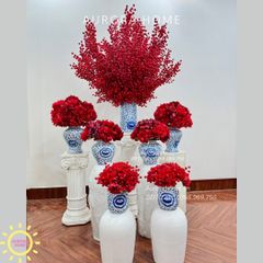 Bộ bình hoa đào đông đại sảnh trang trí Tết (Mẫu 11)