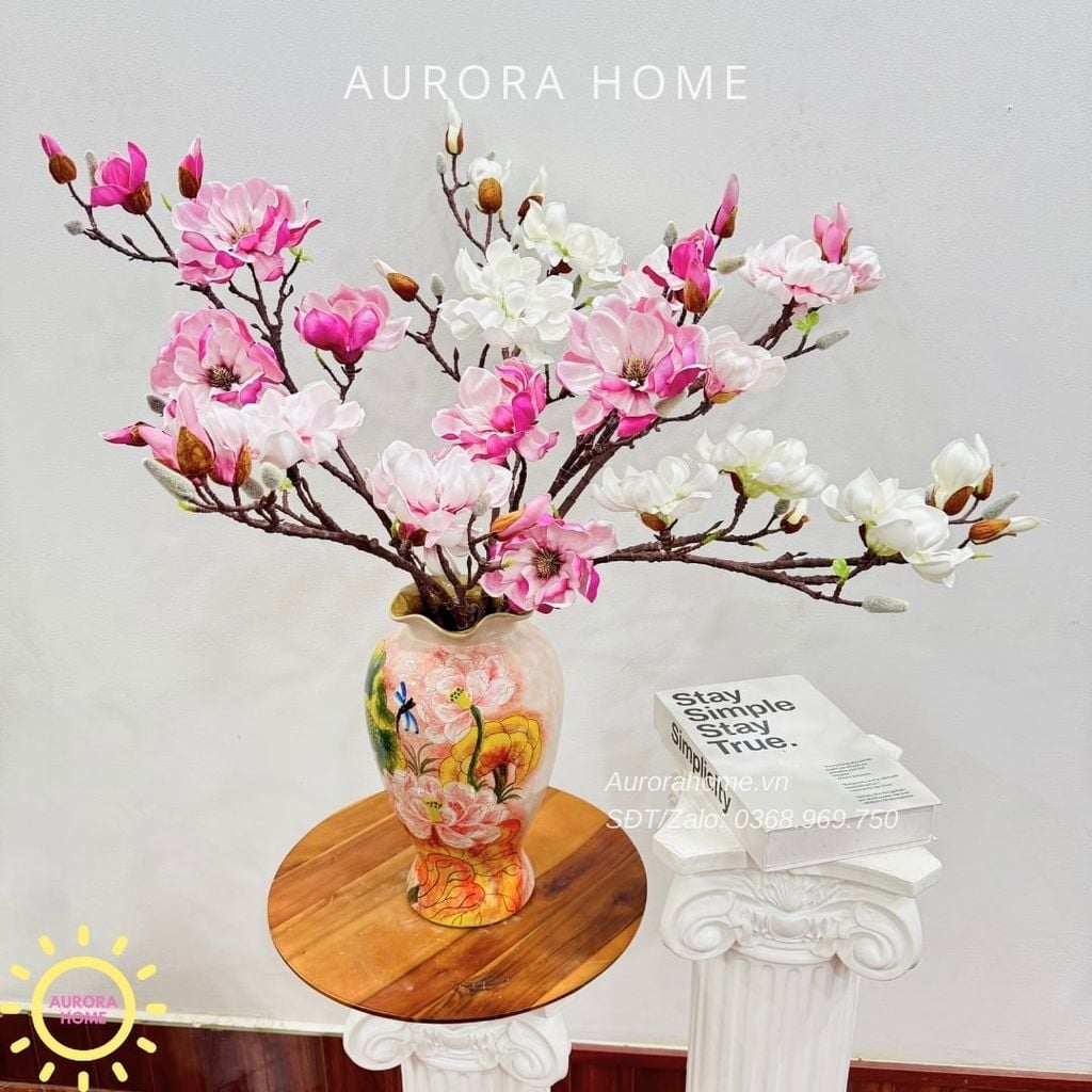 Bình hoa giả hoa mộc lan cao cấp An Yên