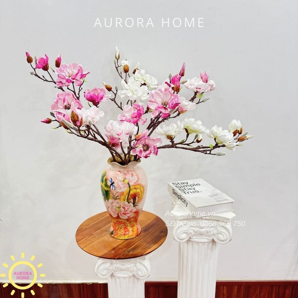 Bình hoa giả hoa mộc lan cao cấp An Yên