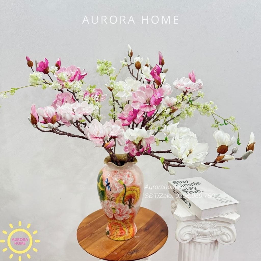 Bình hoa giả hoa mộc lan cao cấp Liễu An Yên